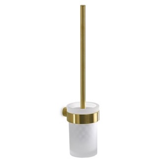 Toilet Brush Toilet Brush, Wall Mounted Frosted Glass With Matte Gold Mount Gedy PI33-03-88